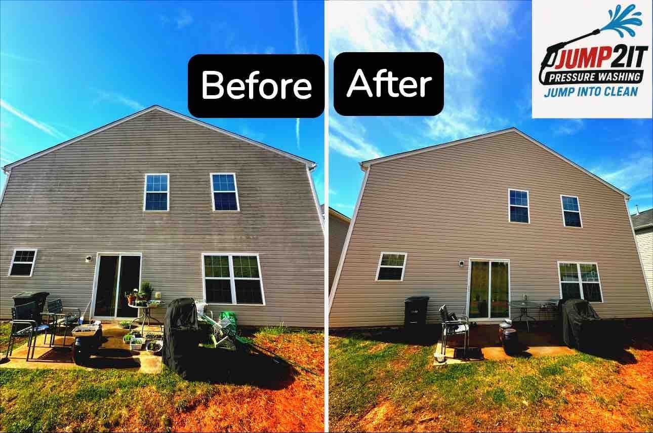 Full house soft wash before and after in Greensboro, NC